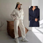 Y2K Women's Zip Tracksuit – Two-Piece Contrast Sport Set - @BlackWhite